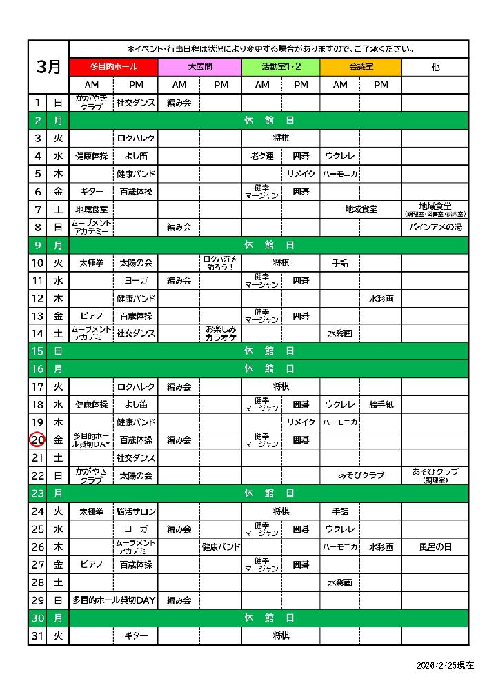 各部屋使用状況